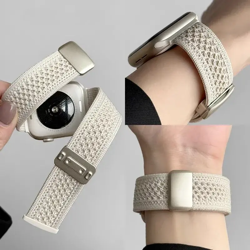 Cartoon Braid Nylon Magnetic Buckle Strap For Apple Watch Series 10 42mm 46 41mm 40 Lovely Girl Band For iwatch 10 9 8 SE 6 5 4