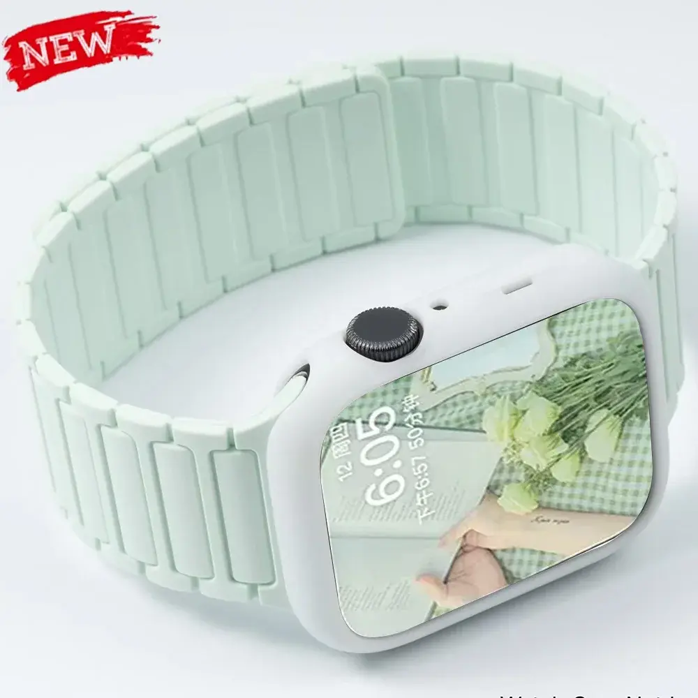 Magnetic Strap+Silicone Case for Apple Watch Band Ultra 2 49mm 46mm 45mm 44mm 42mm 41mm 40mm TPU Cover Iwatch 10 9 8 7 6 SE 5 4