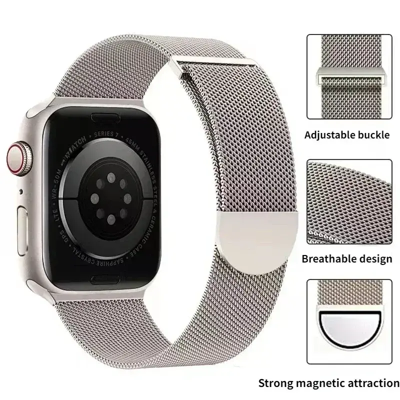 Magnetic Loop Strap For Apple Watch Band 44mm 45mm 40mm 41mm 42mm 38mm bracelet correa iWatch series se 9 7 3 5 6 8 Ultra 2 49mm