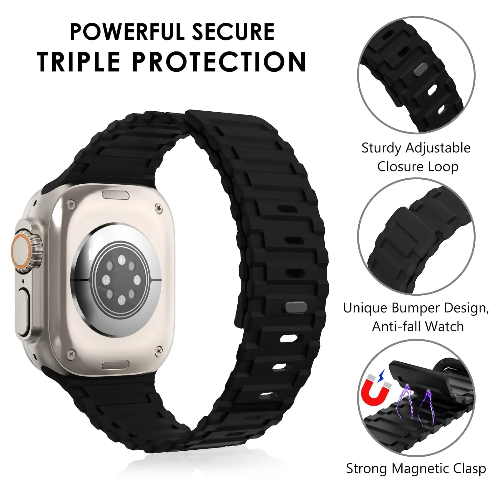Silicone Magnetic Strap for Apple Watch Ultra Band 49mm 45mm 44mm 40mm 38mm 41mm 45 44 mm Correa iWatch Series 9 8 7 6 Se Bands
