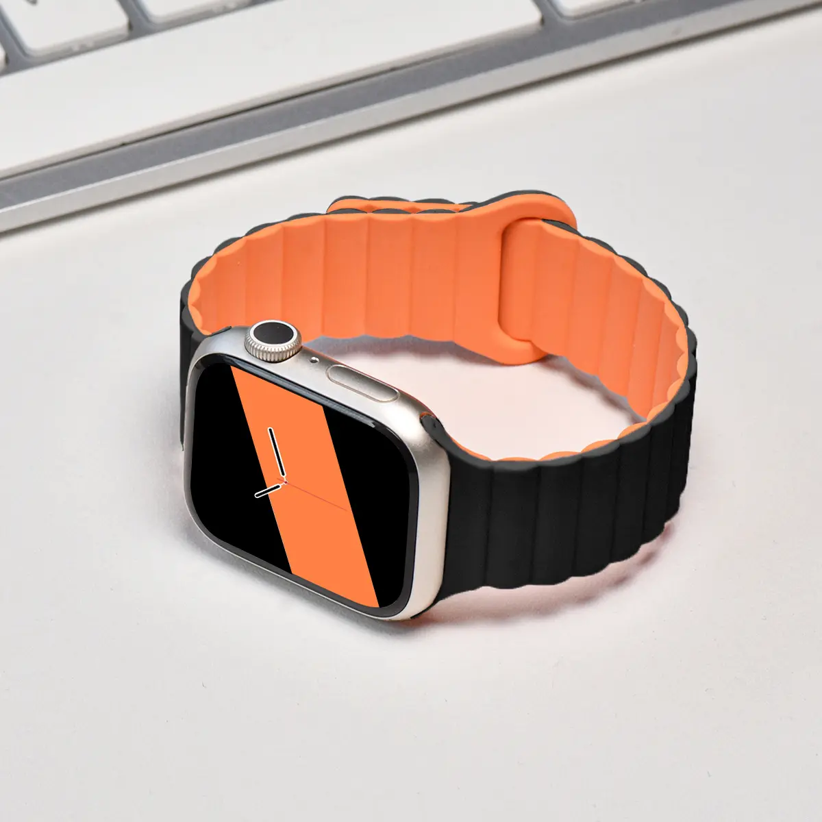 Magnetic Loop for Apple Watch Band 46mm 44mm 40mm 49mm 45mm 41mm 42mm Silicone Bracelet iWatch Series 10 9 8 7 6 5 4 ultra strap