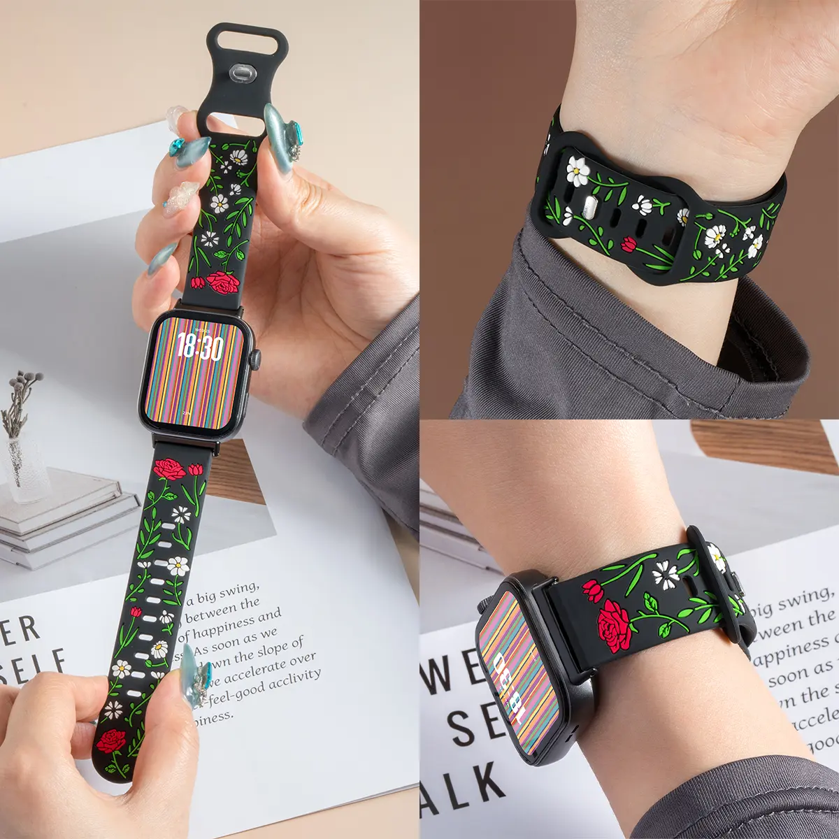 Floral Engraved Strap For Huawei Watch Fit 4Pro 4 fit 3  Silicone Sport Smartwatch for Huawei Watch Fit 2 1 Bracelet Watchband