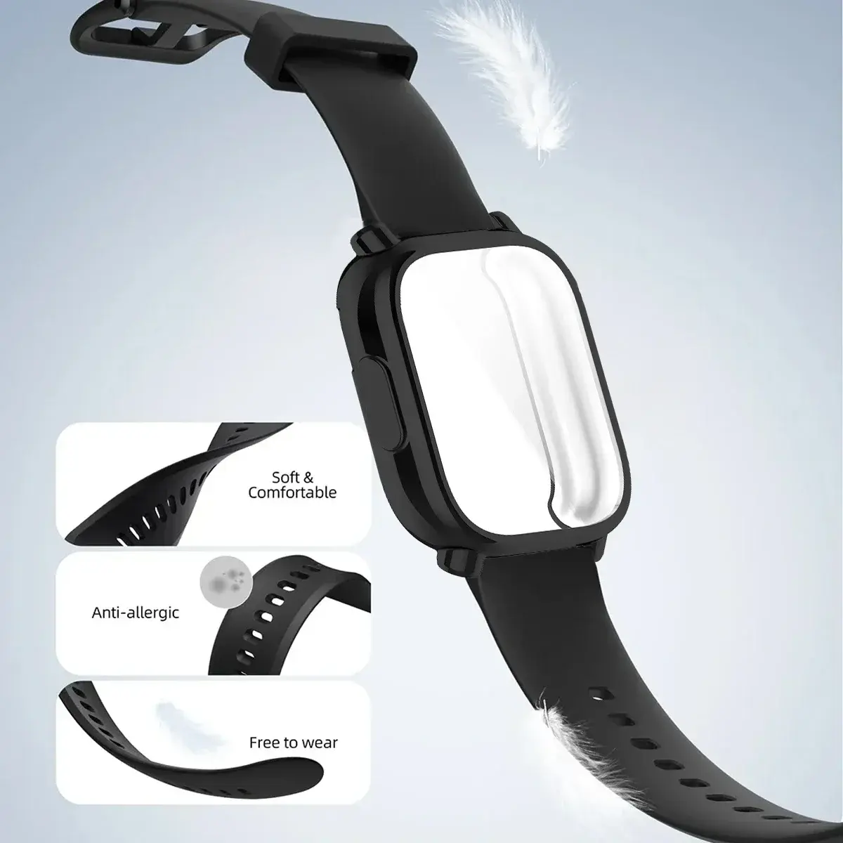 TPU Case+Silicone Strap For Xiaomi Redmi Watch 5active/5Lite Full Cover Screen TPU Shell and Breathable Soft Sport Band Correa
