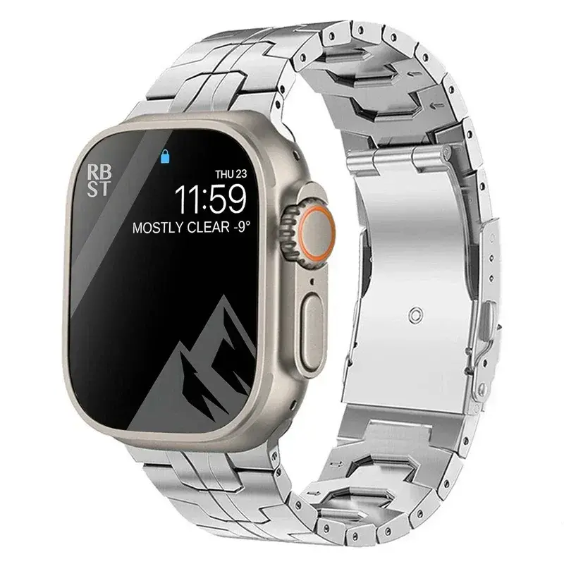 Titanium Strap for Apple Watch Ultra2 49mm 45mm 44mm 38mm 41mm Band Luxury Men's Style Bracelet for IWatch SE 9 8 7 6 5 4 3