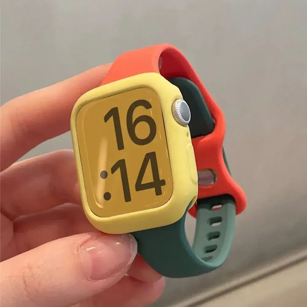 Case +Silicone Strap for Apple Watch Band 46mm 42mm 10 9 8 7 41 45 49mm Sport Watch Band for IWatch Series 6 SE5 4 3 2 1 38 42MM