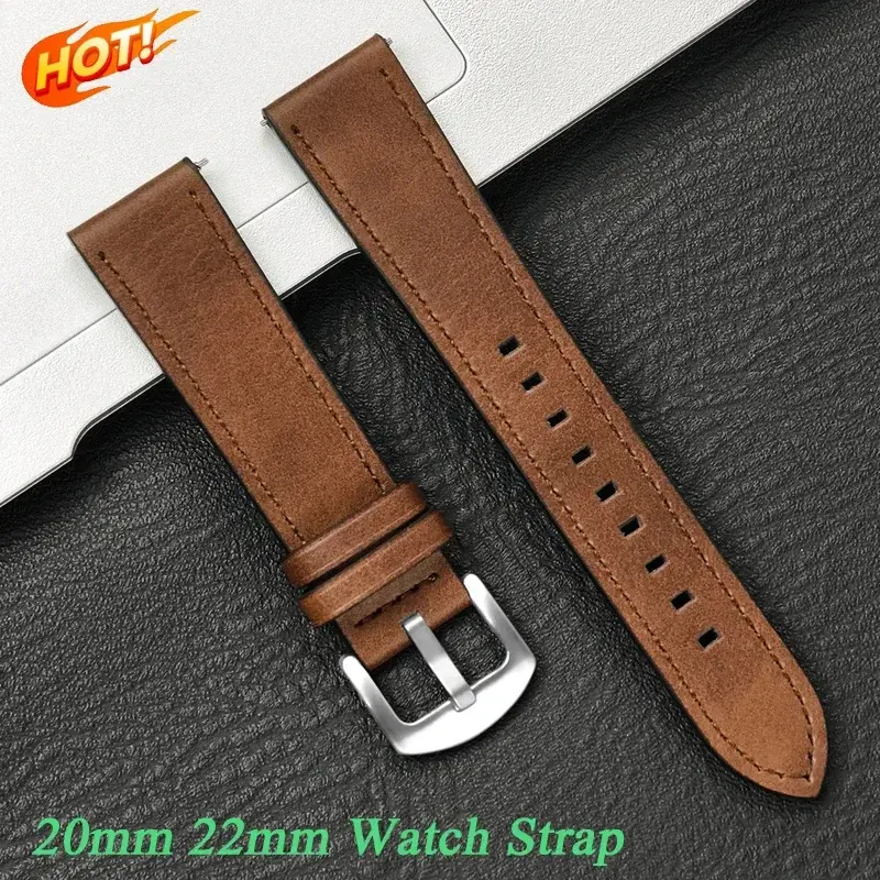 20mm 22mm Leather Strap for Samsung Galaxy Watch 7 6 5 4 40/44mm Classic Replacement Bracelet for Huawei Watch 5 4Pro GT4 5