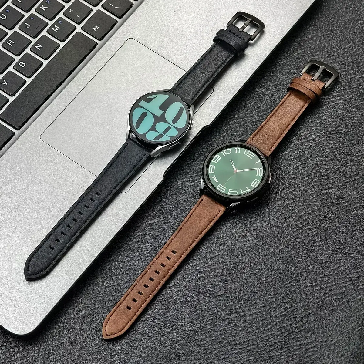 20mm 22mm Leather Strap for Samsung Galaxy Watch 7 6 5 4 40/44mm Classic Replacement Bracelet for Huawei Watch 5 4Pro GT4 5