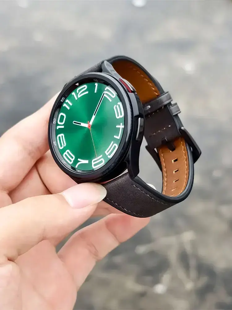 20mm 22mm Leather Strap for Samsung Galaxy Watch 7 6 5 4 40/44mm Classic Replacement Bracelet for Huawei Watch 5 4Pro GT4 5