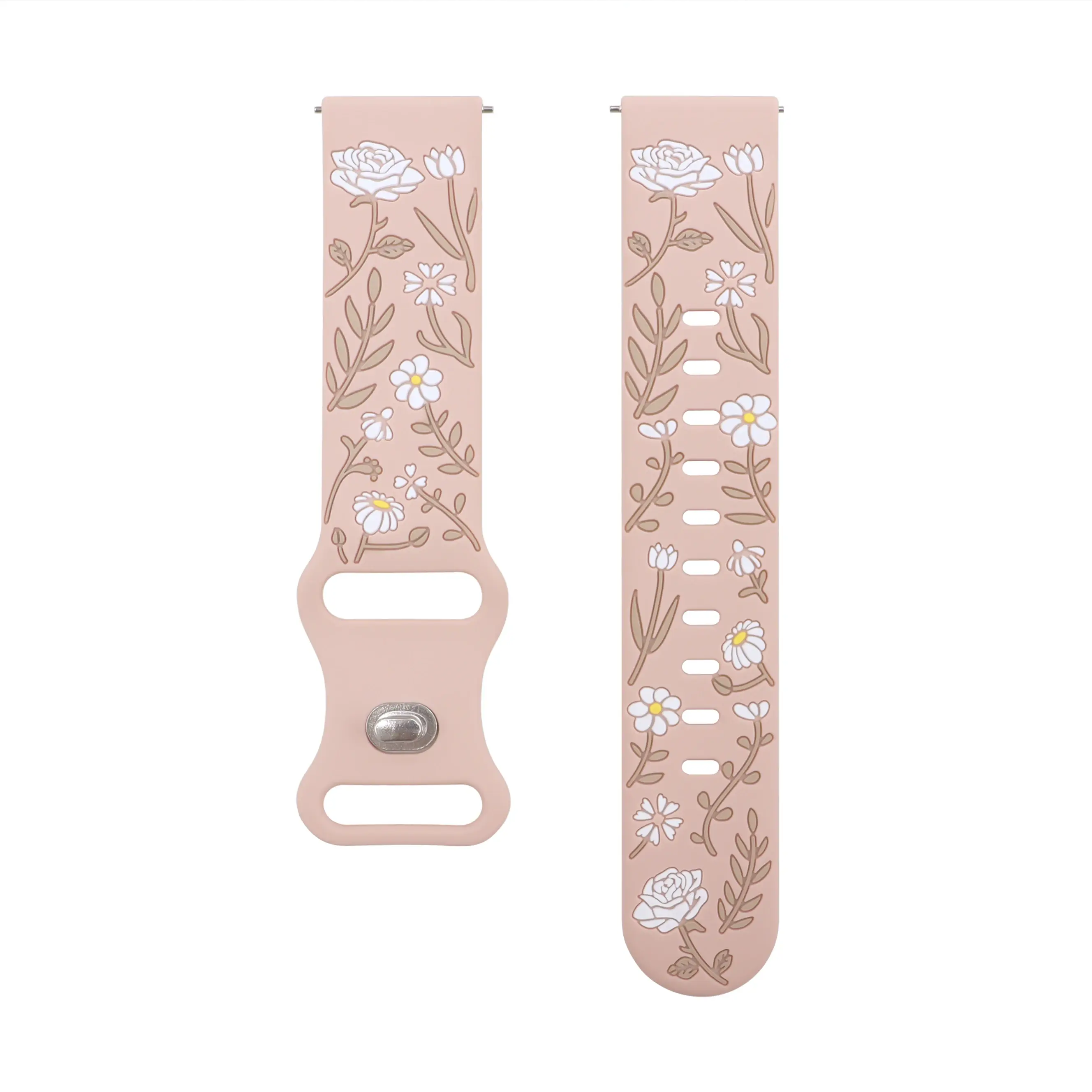 18mm 20mm 22mm Rose engrave Band for Samsung Galaxy Watch 7 6 5 4 40mm 44mm Gear S3 Silicone Cute Strap Classic 43 45mm Active 2