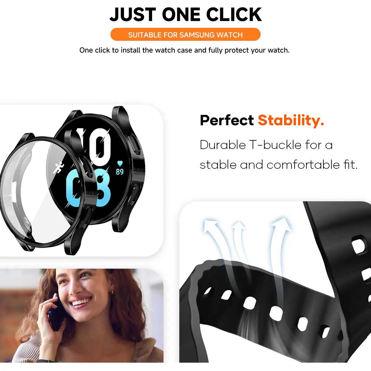 Case+Strap Sports Strap for Samsung Galaxy 7 6 4 5 40mm 44MM Original Silicone Bracelet Soft TPU Case Glass Protective Cover
