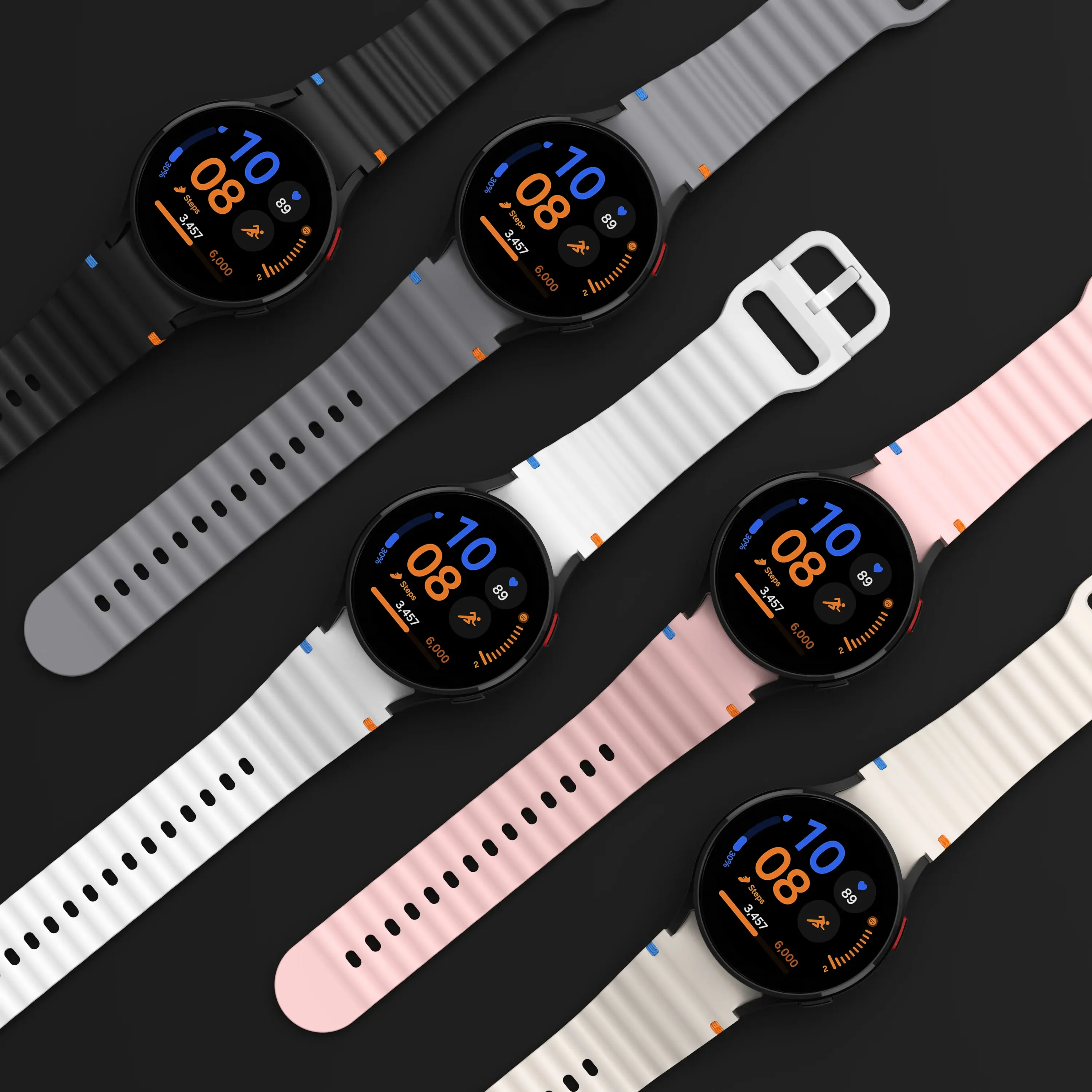 2 Pack Original Band for Samsung Galaxy watch 7 6 5 4 44mm 40mm/FE/Pro 45mm/classic Silicone sport bracelet Galaxy watch7 Strap