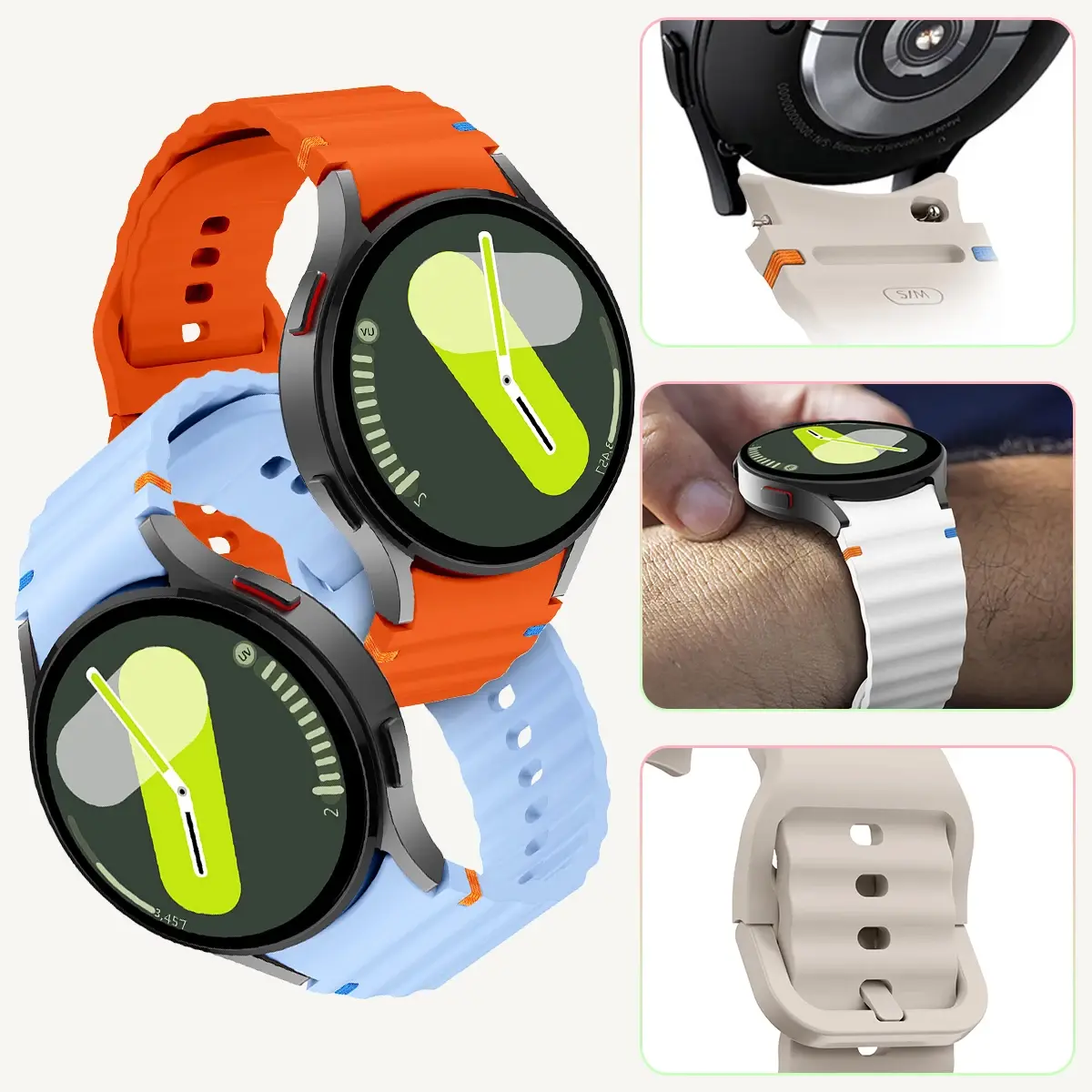 2 Pack Original Band for Samsung Galaxy watch 7 6 5 4 44mm 40mm/FE/Pro 45mm/classic Silicone sport bracelet Galaxy watch7 Strap