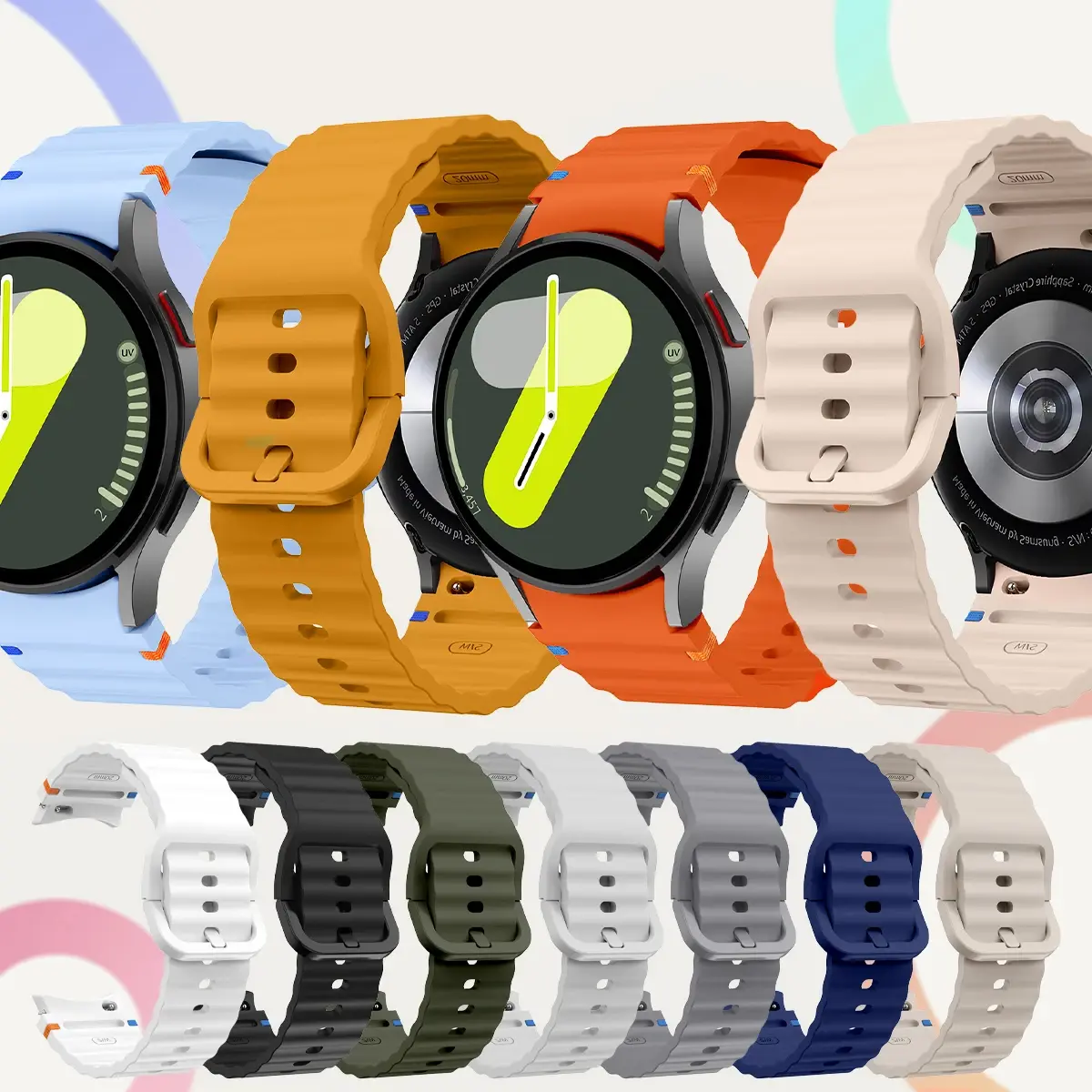 2 Pack Original Band for Samsung Galaxy watch 7 6 5 4 44mm 40mm/FE/Pro 45mm/classic Silicone sport bracelet Galaxy watch7 Strap