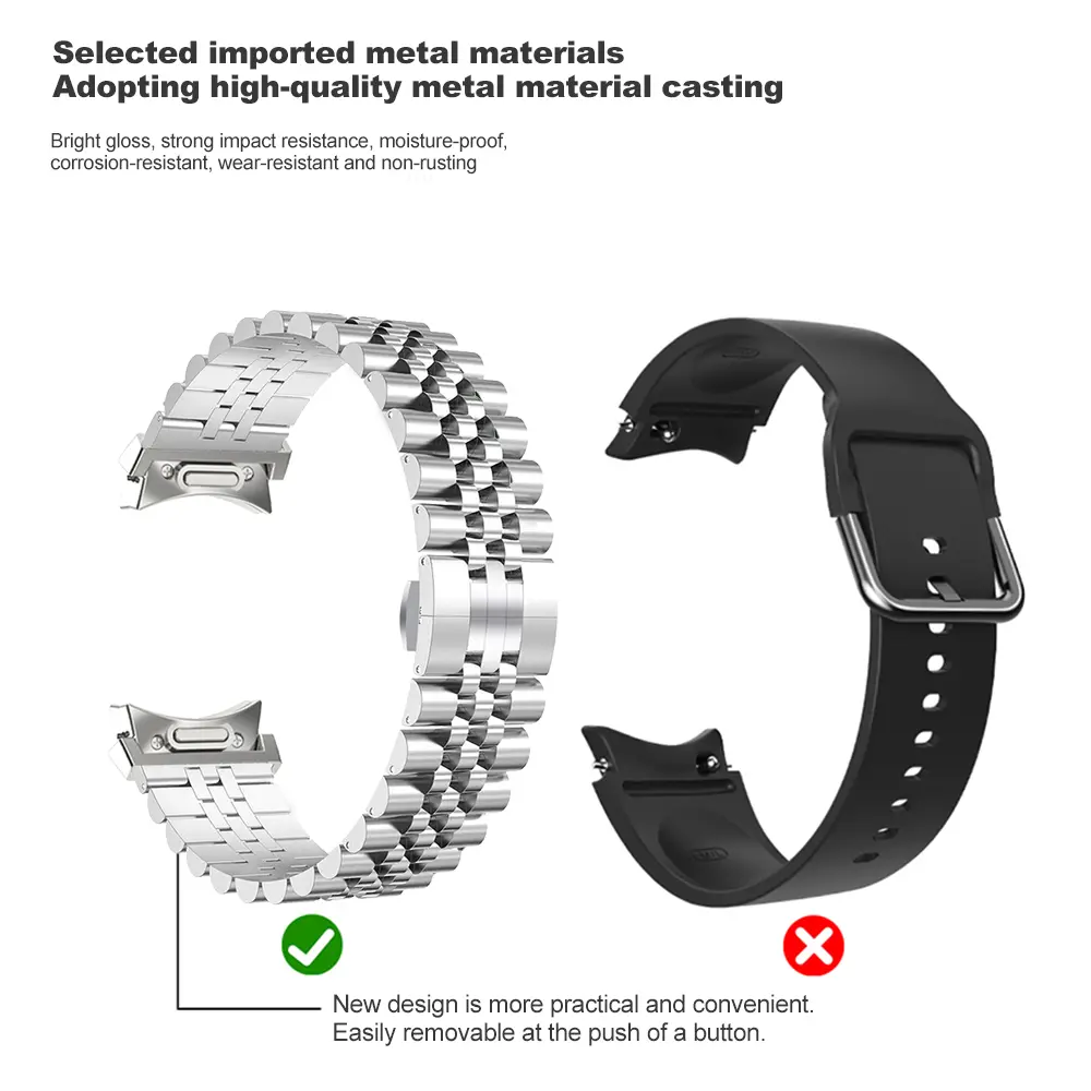 No Gaps Strap For Samsung Galaxy Watch 7 6 5 4 44 40mm 5Pro 45mm Stainless Steel Band Watch 6 4 Classic 43 47mm 42/46mm Bracelet