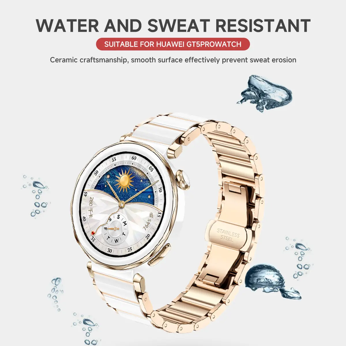 18mm Ceramics Bracelet Strap For Huawei Watch GT5 Pro 42mm Butterfly Buckle Replacement Wristband Huawei Watch GT 5 4 41MM Belt