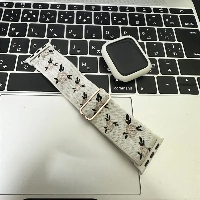 Retro Flower Strap+Case For Apple Watch Band 49mm 40 44 45 41 38 42mm Elastic Nylon Band For iWatch Serie 3 4 5 6 SE 7 8 9 Ultra