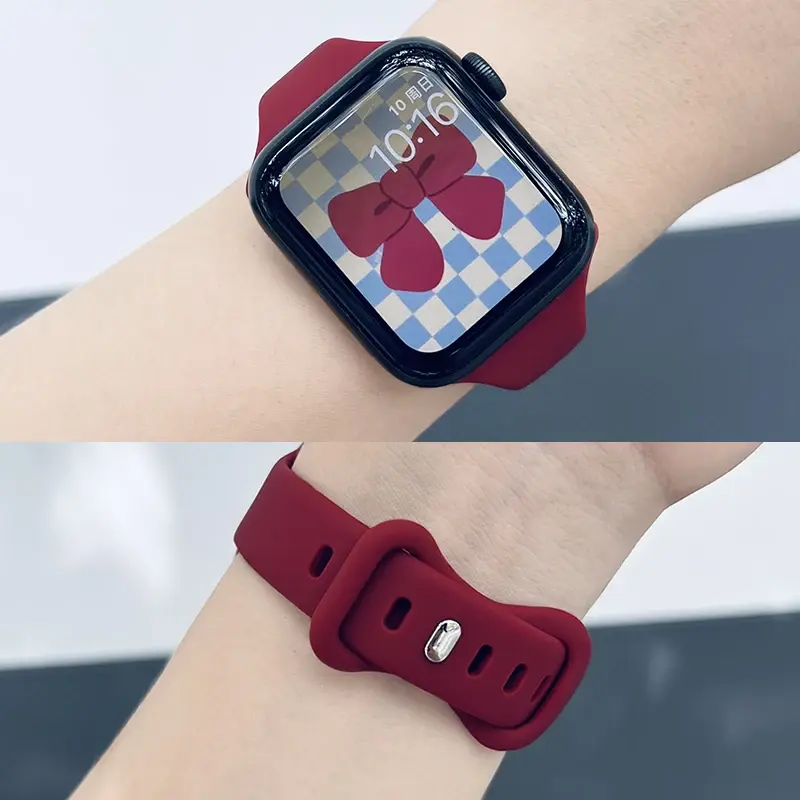Slim Silicone Strap For Apple Watch Band 45mm 44mm 40mm 41 42-38mm sport bracelet iwatch series 8 7 se 3 4 5 6 9 10 ultra 2 49mm