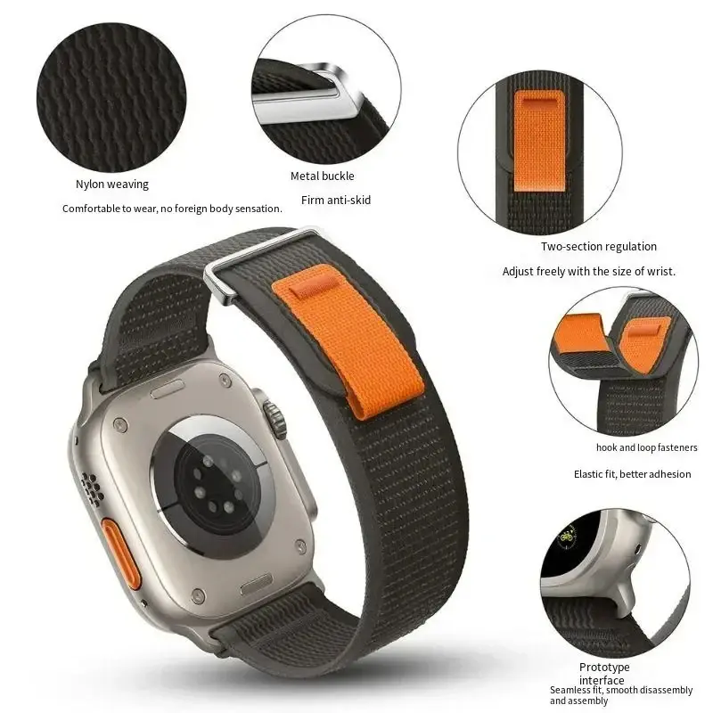 Trail Loop Strap For Apple Watch Ultra 2 49mm Series 9 8 7 45 41mm Sports Nylon Wristband For iWatch6 5 4 3 SE 44 40 42mm Correa