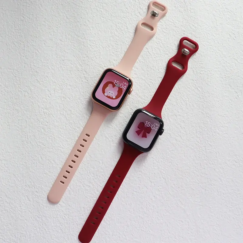 Slim Silicone Strap For Apple Watch Band 45mm 44mm 40mm 41 42-38mm sport bracelet iwatch series 8 7 se 3 4 5 6 9 10 ultra 2 49mm