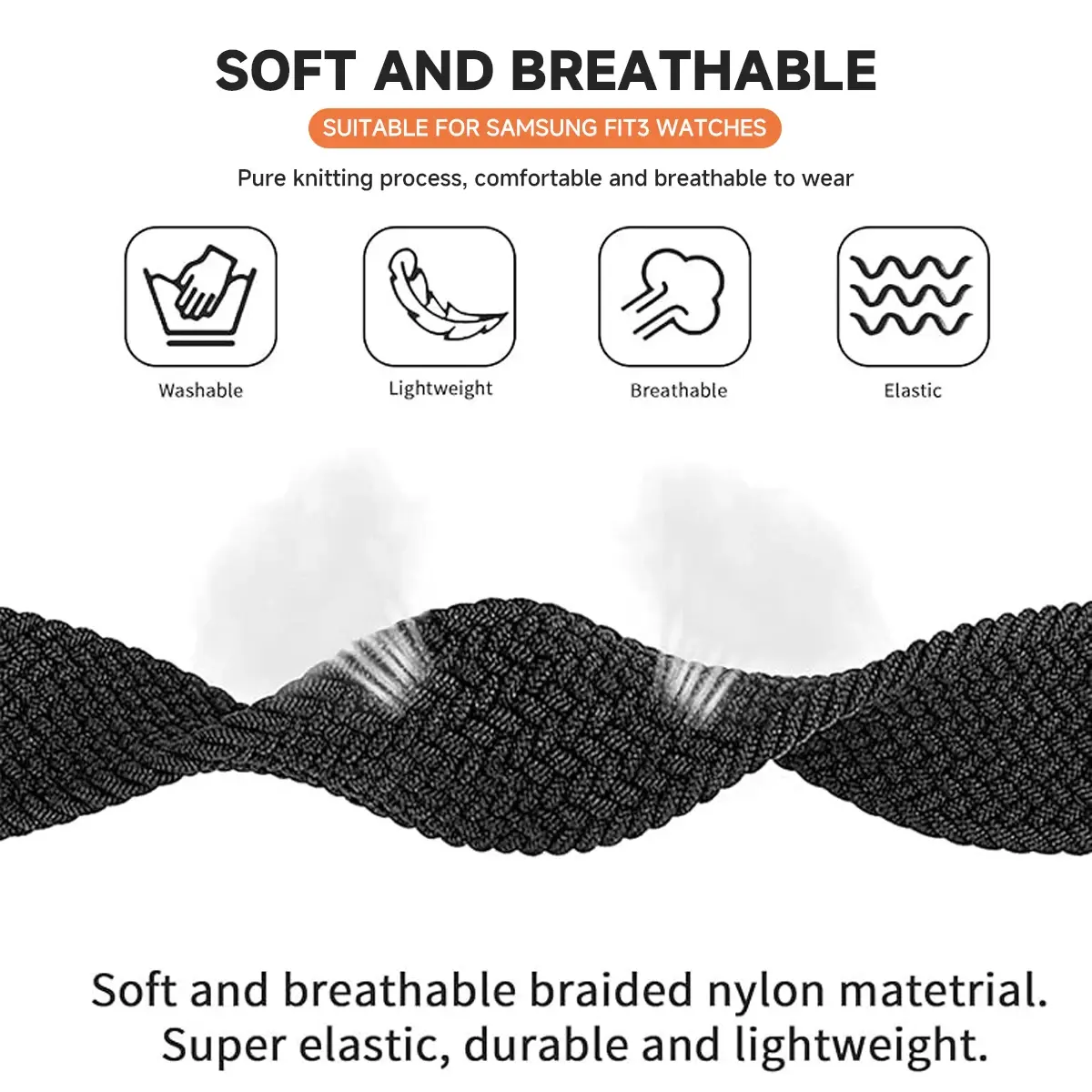 for Samsung Galaxy Fit3 Strap Accessories watchband sport Nylon Braided Adjustable Replacement correa bracelet for Galaxy fit 3