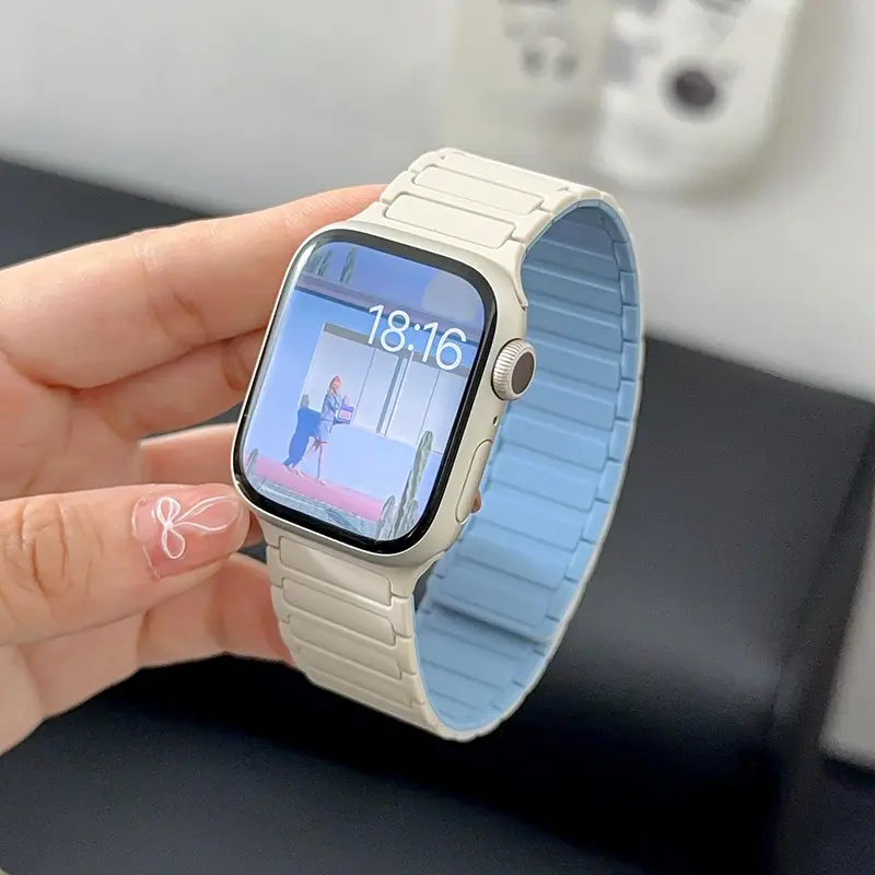 Magnetic Sports Band for Apple Watch Ultra 2 49mm 46mm 45mm 44mm 42mm 38 40 41mm Silicone Strap for IWatch Series 10 9 8 7 6 5 4