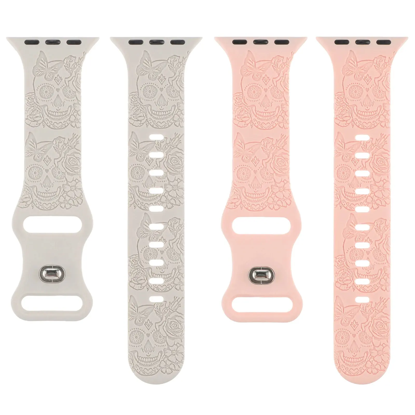 Skull Engraved Band for Apple Watch Ultra 2/1 49mm 44mm 42mm 45mm 38mm 40mm 41mm Silicone Strap IWatch Series 9/8/7/6/5/4/3/se