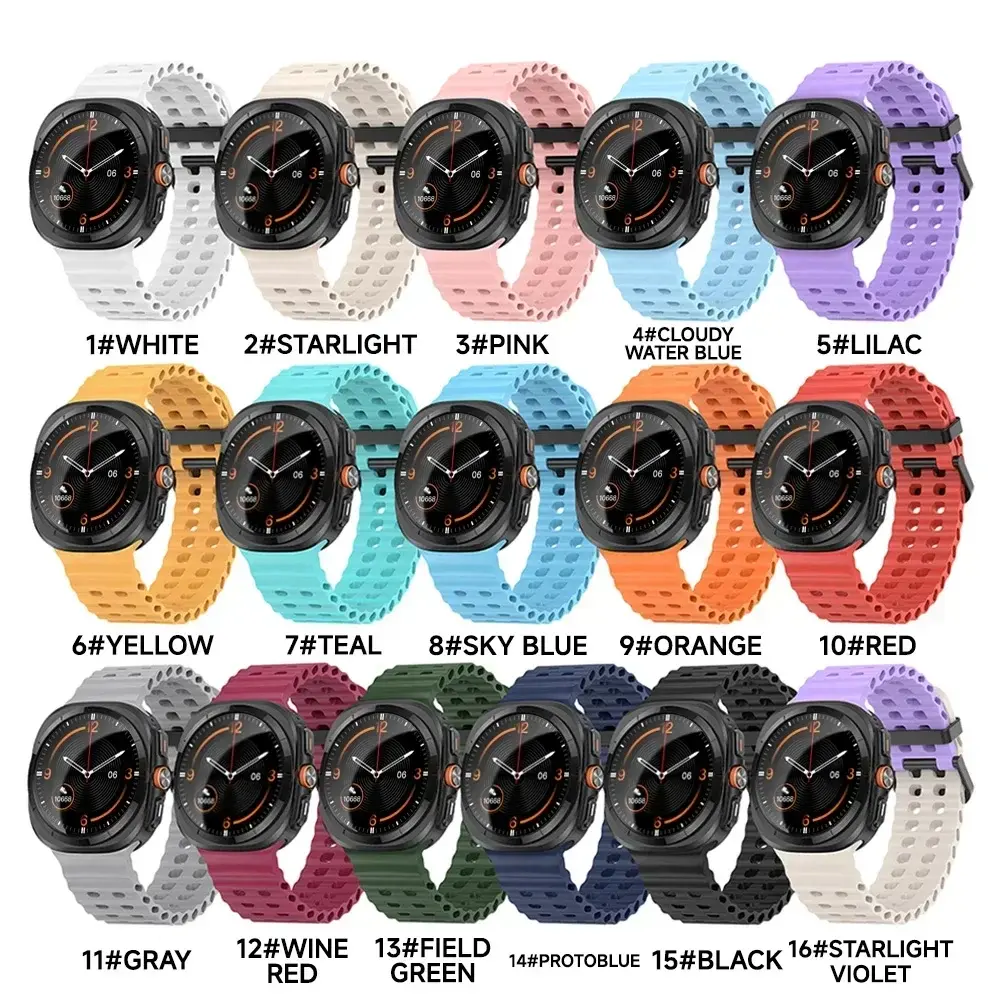 NO Gaps Sports Silicone Strap For Samsung Galaxy Watch Ultra 47mm Marine Band For Galaxy Watch 7 Ultra Men Women Bracelet Correa