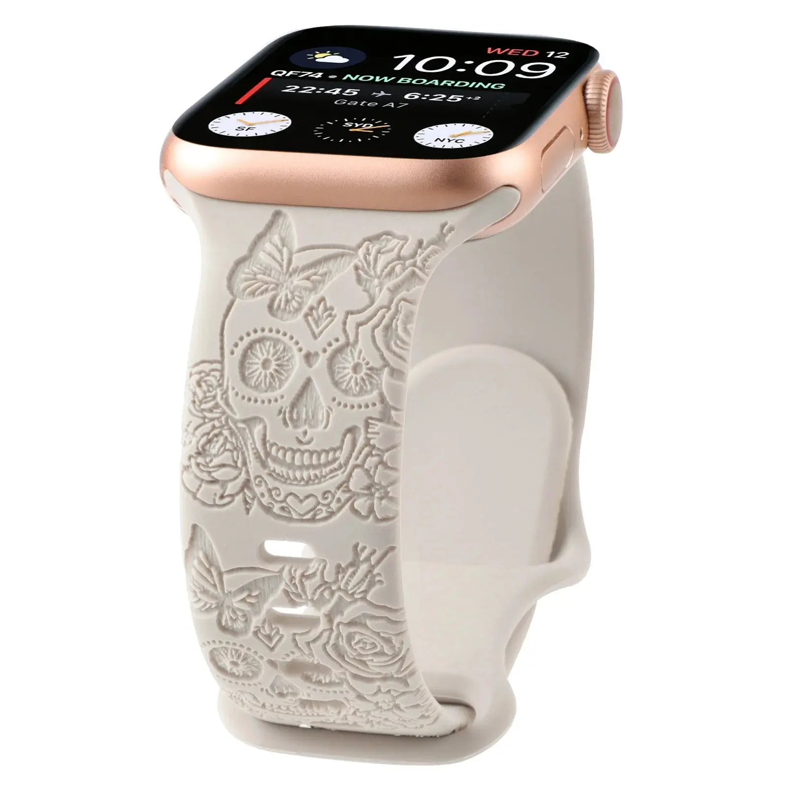 Skull Engraved Band for Apple Watch Ultra 2/1 49mm 44mm 42mm 45mm 38mm 40mm 41mm Silicone Strap IWatch Series 9/8/7/6/5/4/3/se