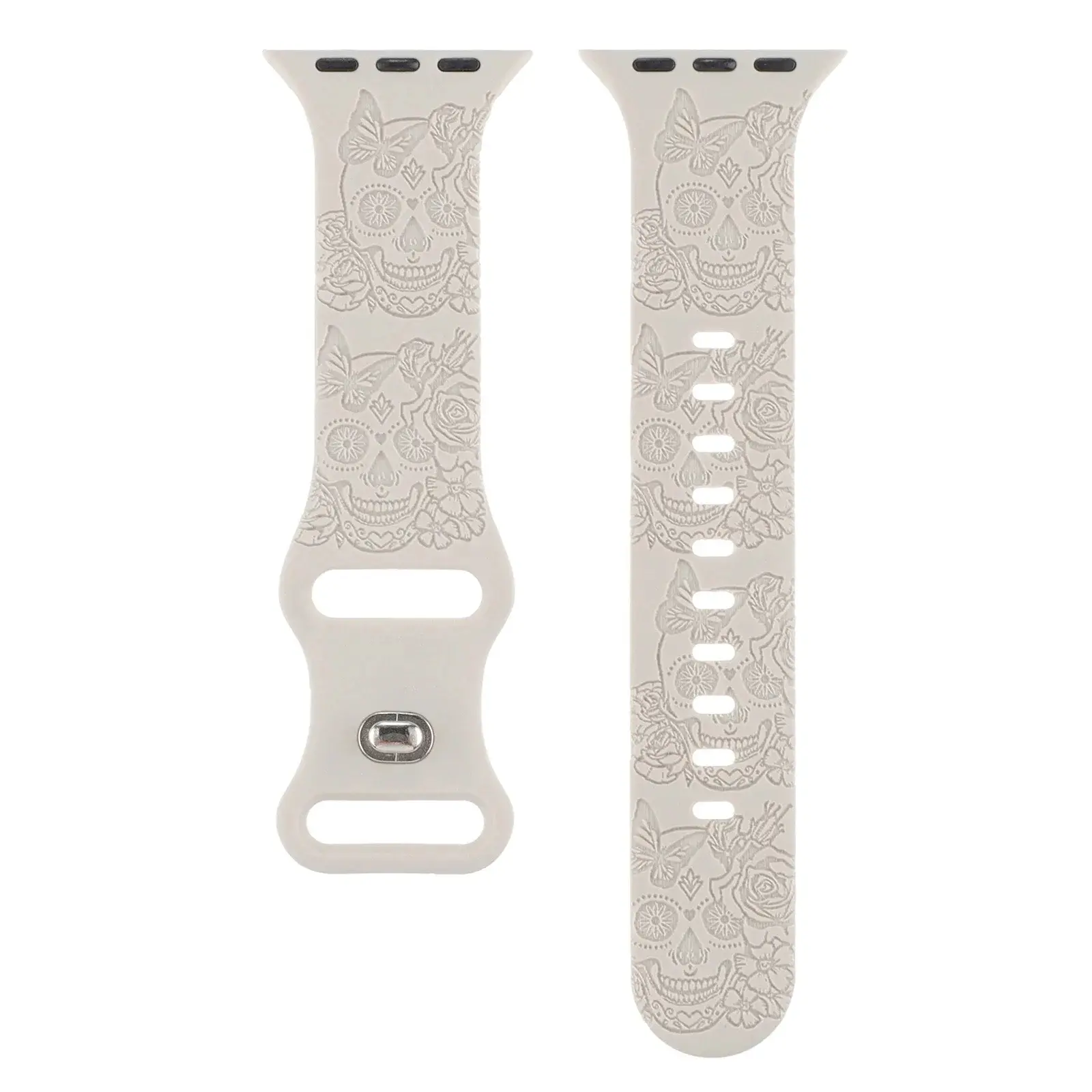 Skull Engraved Band for Apple Watch Ultra 2/1 49mm 44mm 42mm 45mm 38mm 40mm 41mm Silicone Strap IWatch Series 9/8/7/6/5/4/3/se