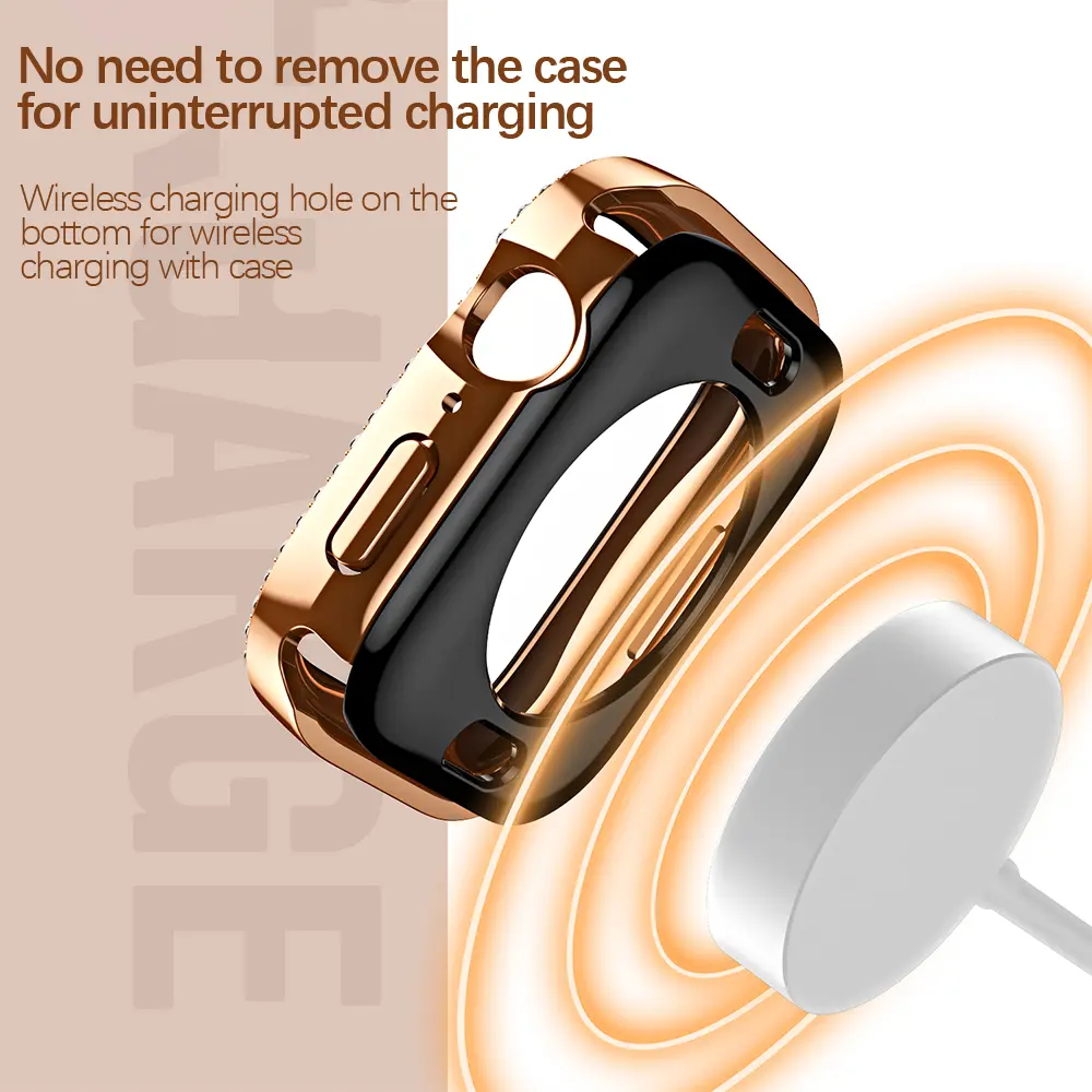 Bling Glass+Cover for Apple Watch Case 49mm 45mm 41mm 40mm 44mm Diamond Bumper+Screen Protector Iwatch Series Ultra 8 7 6 5 SE 4