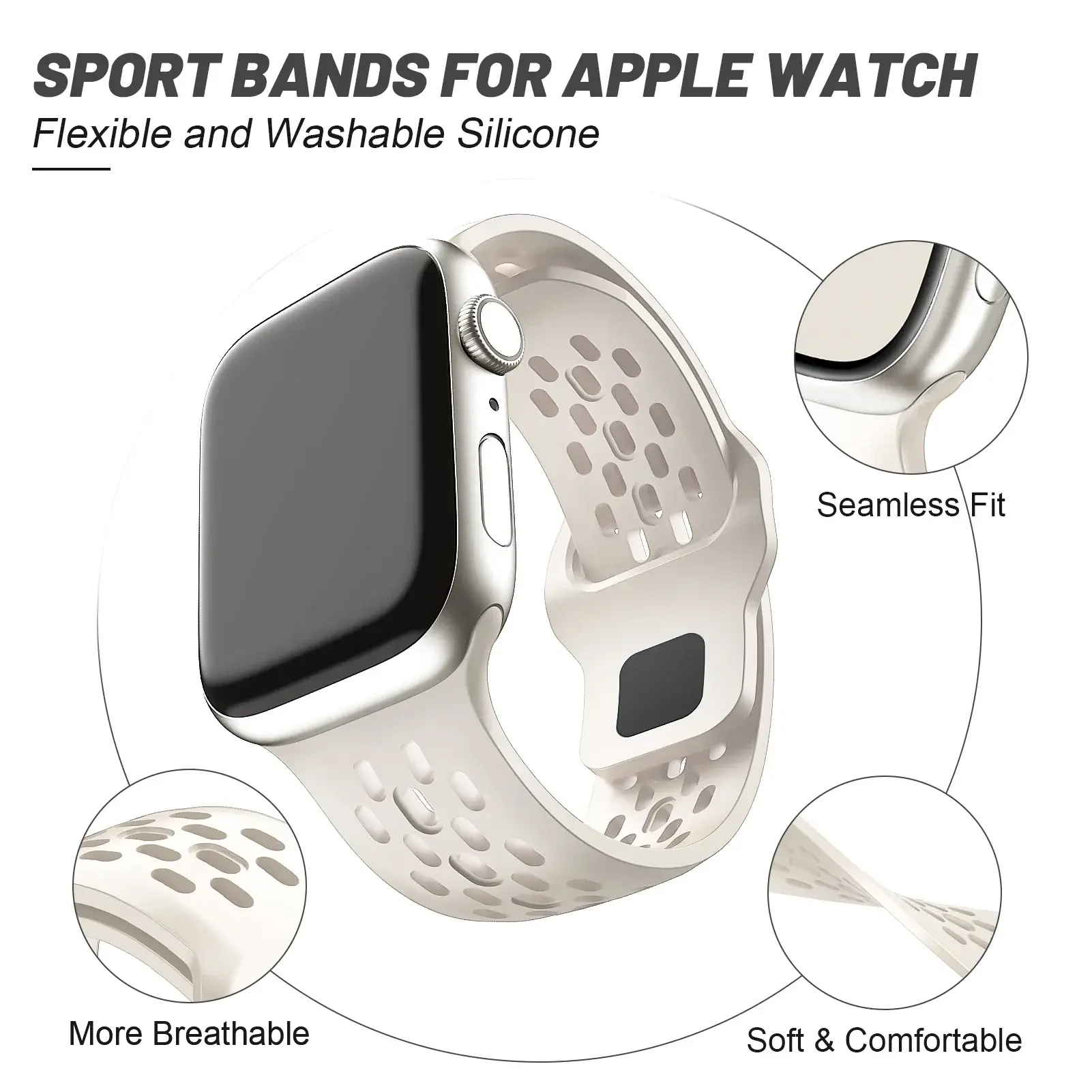 Silicone band For Apple watch Strap 49mm 45mm 41mm 44mm 40mm 38 46mm bracelet correa iwatch Series 10 9 8 7 6 5 3 SE Ultra 42mm