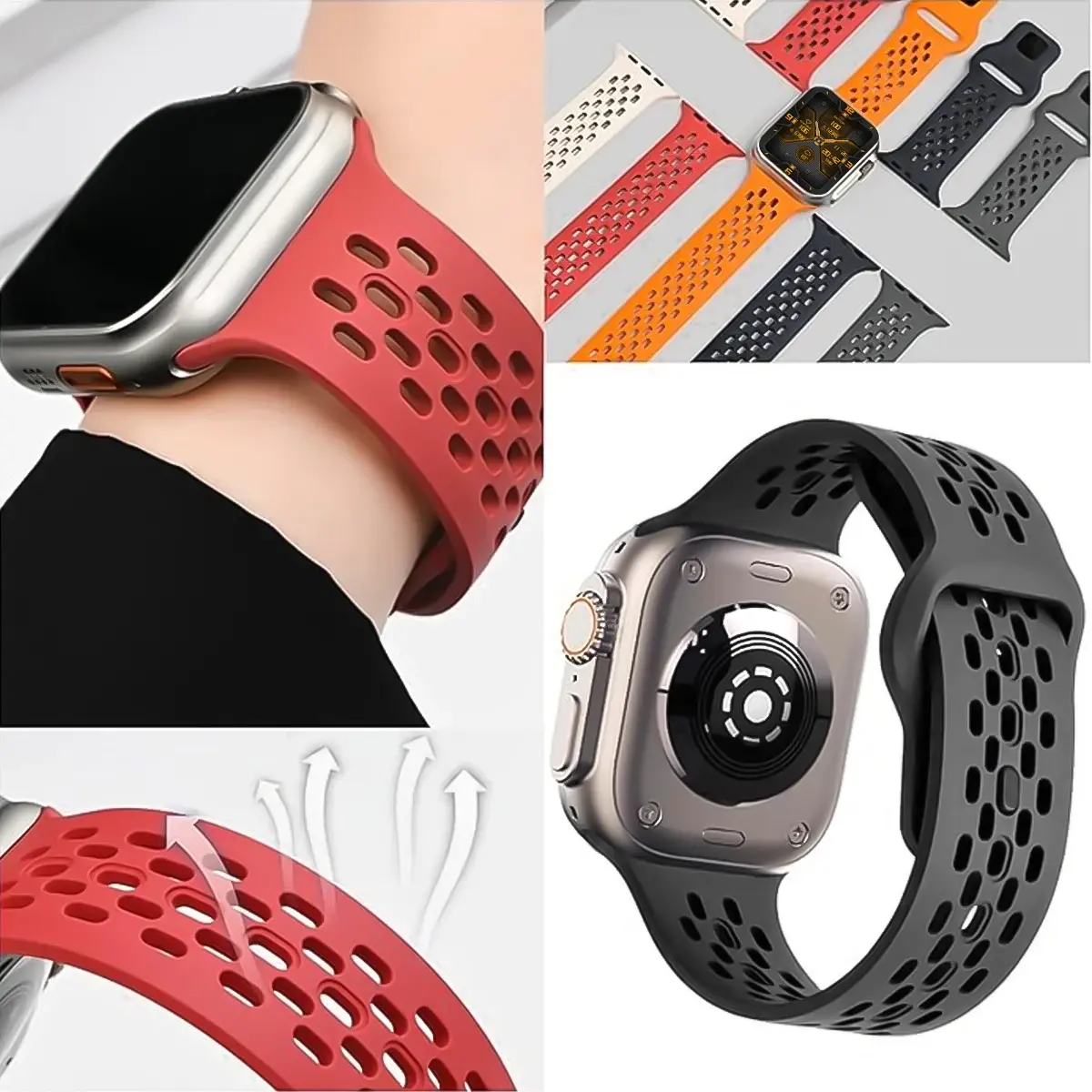 Silicone band For Apple watch Strap 49mm 45mm 41mm 44mm 40mm 38 46mm bracelet correa iwatch Series 10 9 8 7 6 5 3 SE Ultra 42mm