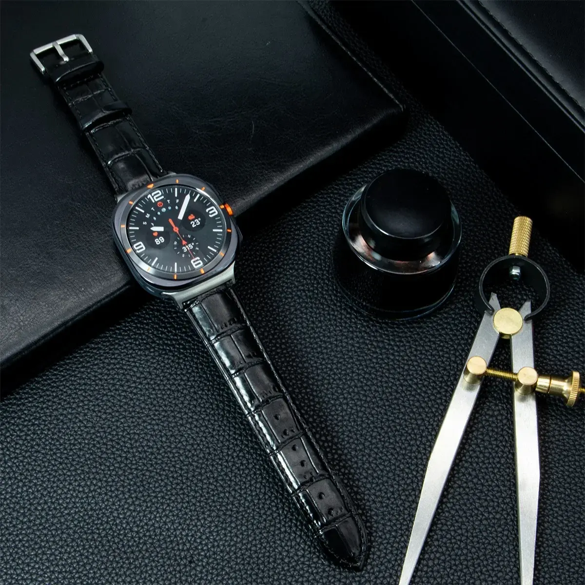 Leather Watch Strap For Samsung galaxy watch 7 ultra 47mm Stainless Steel Connector Accessory galaxy watch 7ultra Women Men band