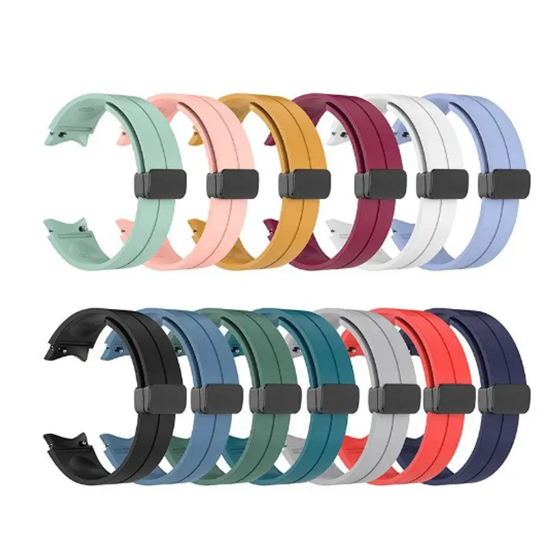 Original Silicone Band for Samsung Galaxy Watch 6 5 4 Classic Strap 47mm 43mm 44mm 40mm Magnetic Buckle Galaxy Watch 5 Pro 45mm