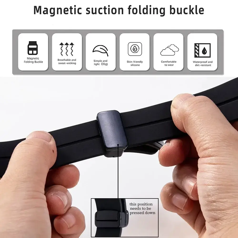 Original Silicone Band for Samsung Galaxy Watch 6 5 4 Classic Strap 47mm 43mm 44mm 40mm Magnetic Buckle Galaxy Watch 5 Pro 45mm