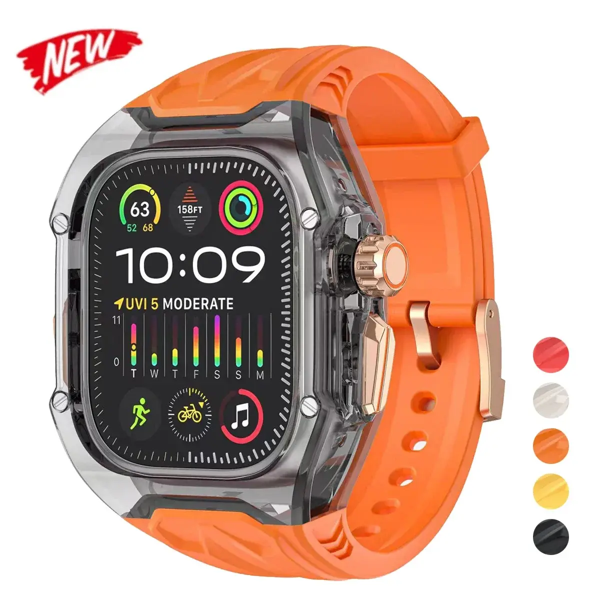 Modification Kit Transparent Protective Case+TPU Strap For Apple Watch Ultra 9 band for iWatch Series 9 8 7 6 5 4 45mm 44mm 49mm