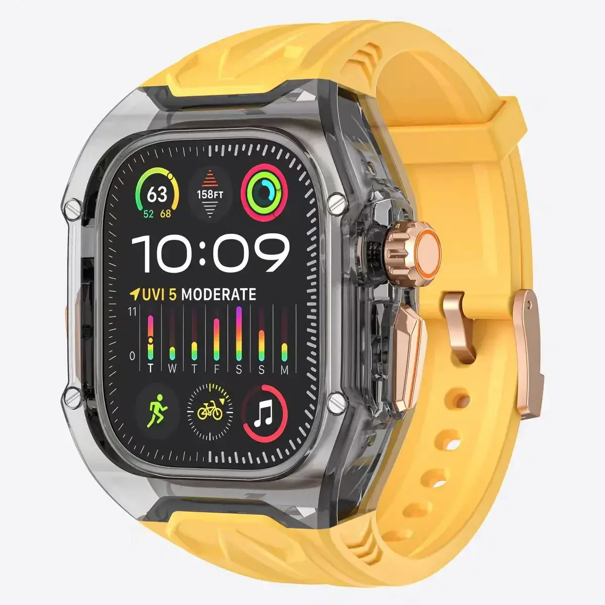 Modification Kit Transparent Protective Case+TPU Strap For Apple Watch Ultra 9 band for iWatch Series 9 8 7 6 5 4 45mm 44mm 49mm