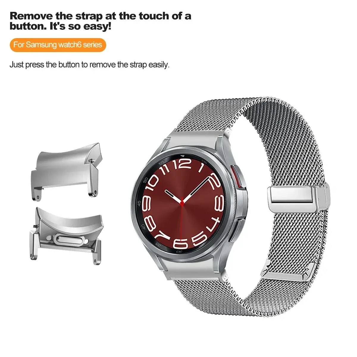Quick Fit Stainless Steel Strap for Galaxy Watch 6/5/5pro 40 44 45mm Milanese for Samsung Galaxy Watch 6 Classic 43mm 47mm Belt