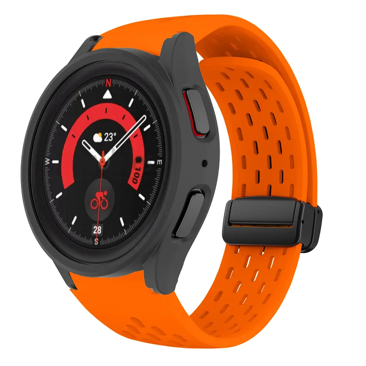 For Samsung Galaxy Watch 7 6 5 4 40mm 44mm Silicone Magneti Buckle Band +PC Case Tempered Glass Full Protective Cover Bumper