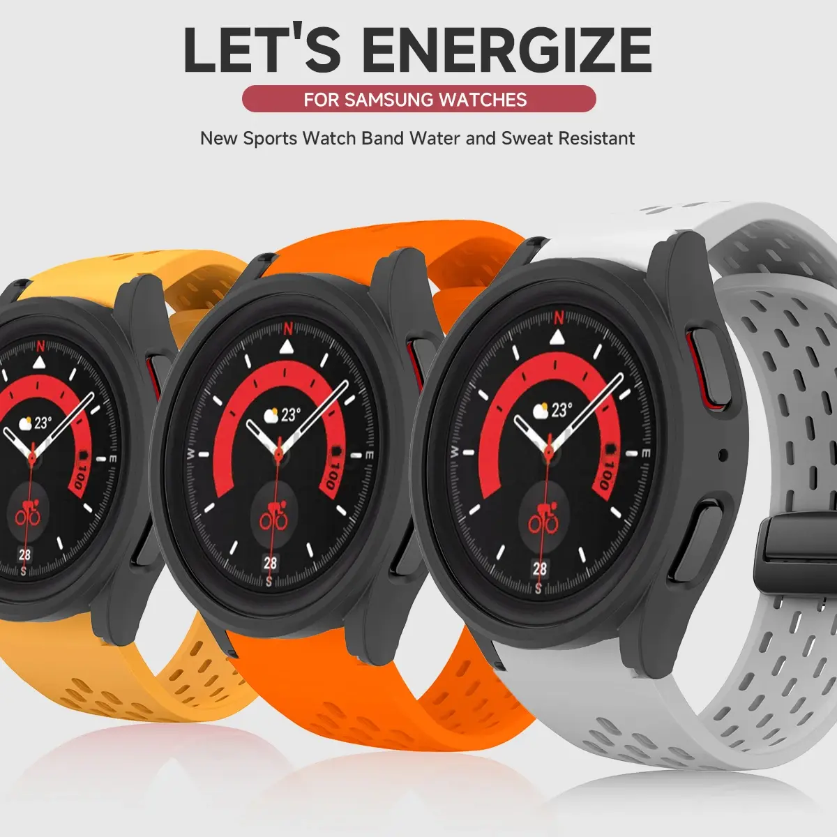 For Samsung Galaxy Watch 7 6 5 4 40mm 44mm Silicone Magneti Buckle Band +PC Case Tempered Glass Full Protective Cover Bumper