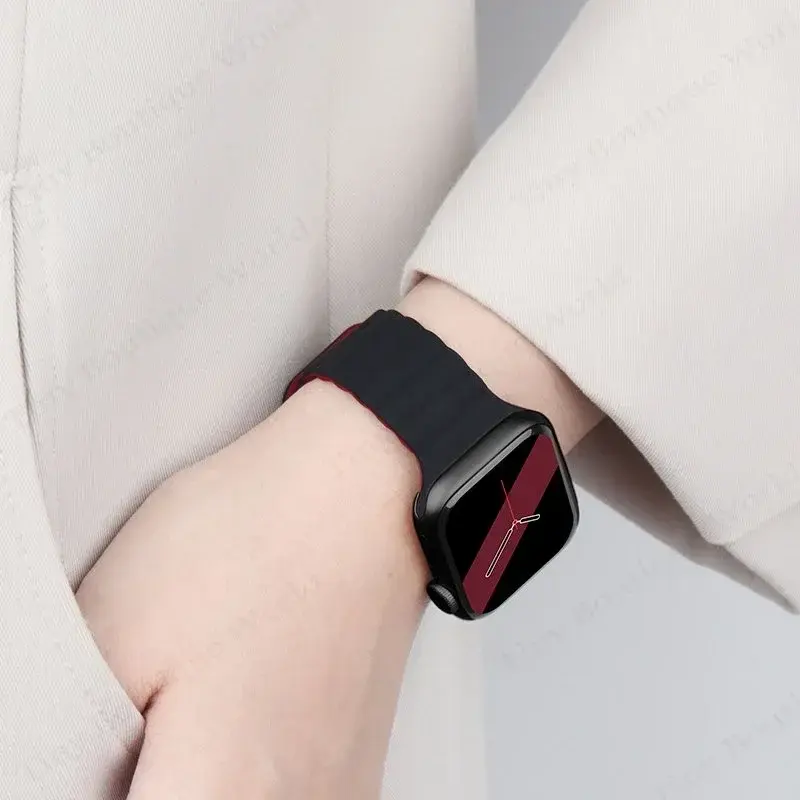 NEW Original Liquid Silicone Magnetic bands for Apple watch band Ultra 2 Series 9 SE iwatch 42mm 44mm 45mm 49mm 38mm 40mm 41mm