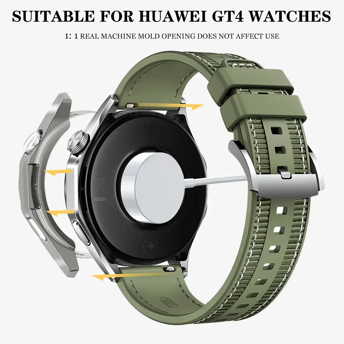 Case+Silicone+Woven Strap for HUAWEI WATCH GT4 46mm Watch Protective Case PC Hard Bumper for Huawei Watch GT4 46mm Runner Belt