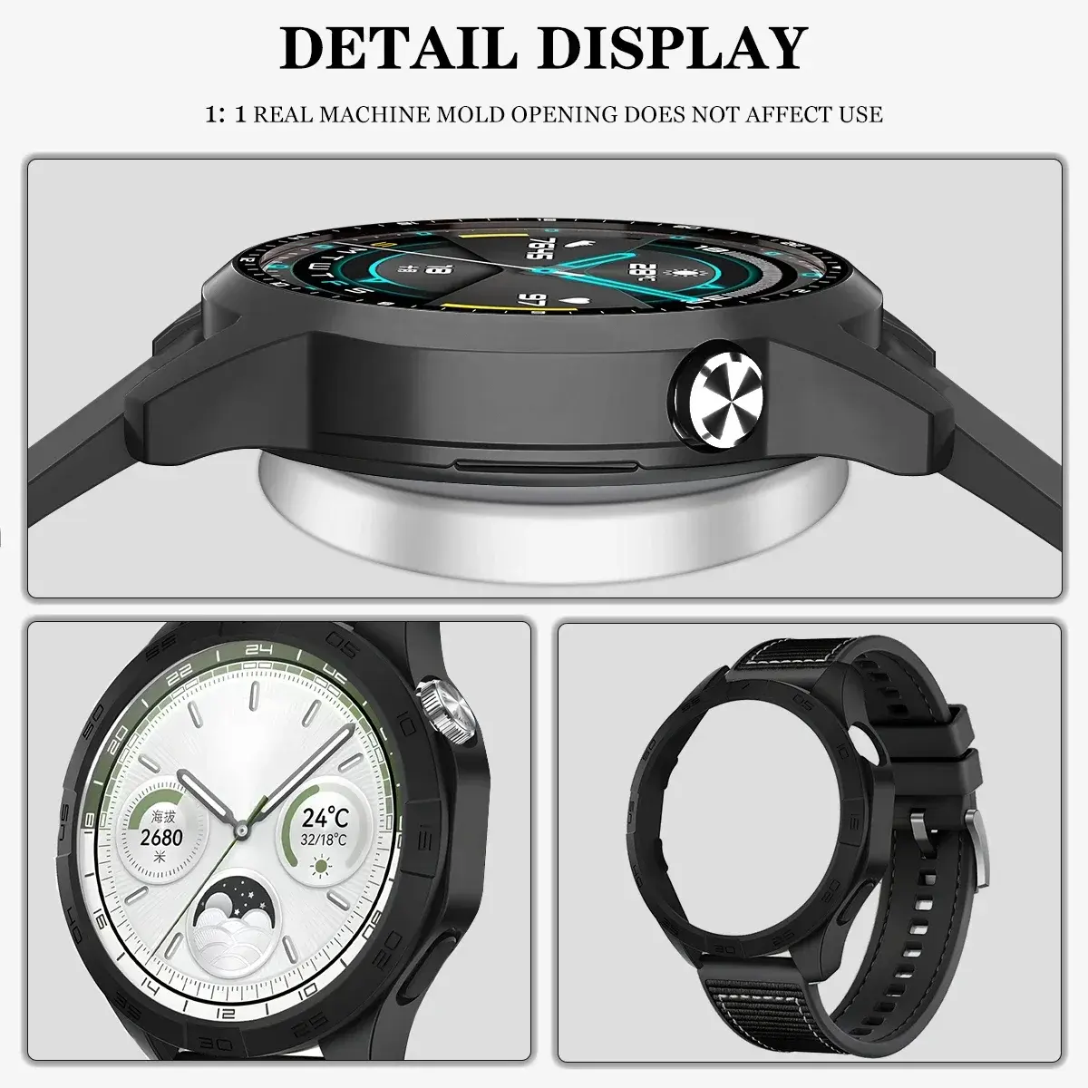 Case+Silicone+Woven Strap for HUAWEI WATCH GT4 46mm Watch Protective Case PC Hard Bumper for Huawei Watch GT4 46mm Runner Belt