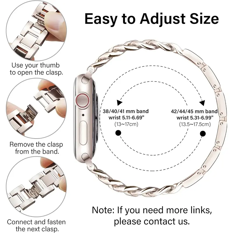 New Strap for Apple Watch Series Ultra1/2 9 8 7 6 5 4 Bracelet 40 49 44 45 41MM Metal Chain Stainless Steel IWatch Watchstrap