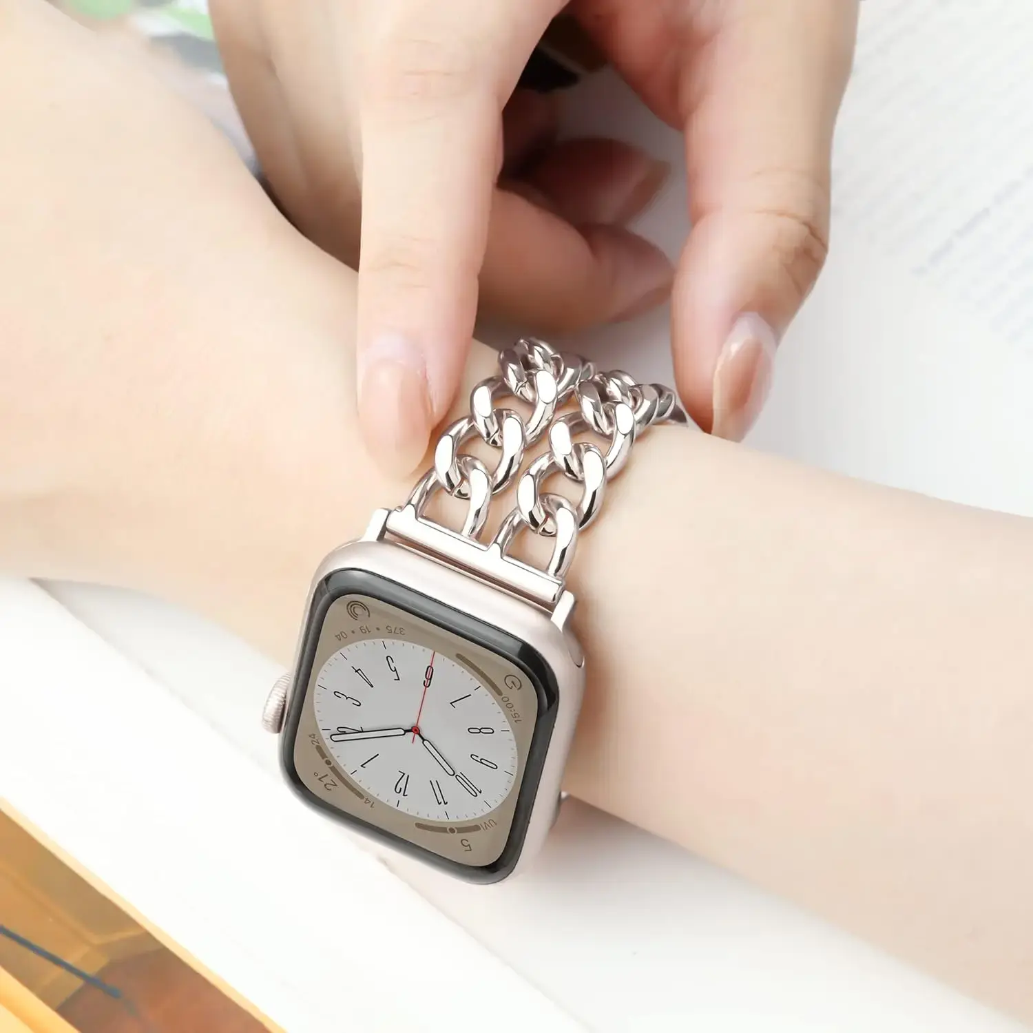 New Strap for Apple Watch Series Ultra1/2 9 8 7 6 5 4 Bracelet 40 49 44 45 41MM Metal Chain Stainless Steel IWatch Watchstrap