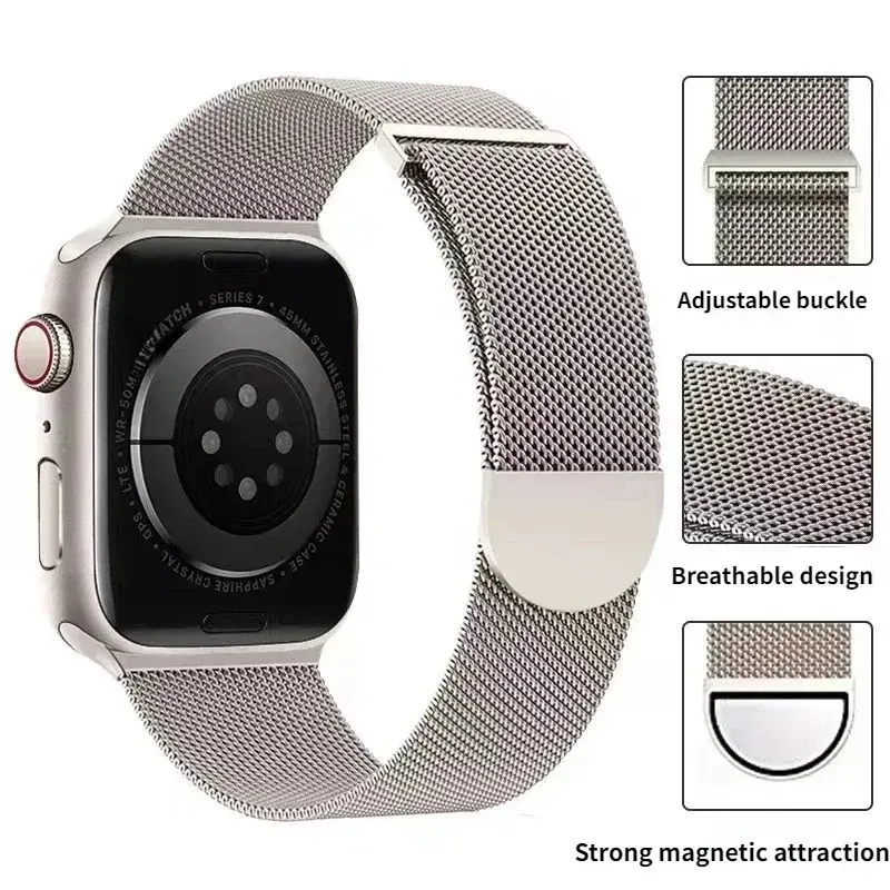 Milanese Strap For Apple Watch Band Ultra 2 49mm 46mm 42mm 45mm 41mm 38 44mm Bracelet For iWatch Series 10 9 3 6 5 SE 7 8 Strap