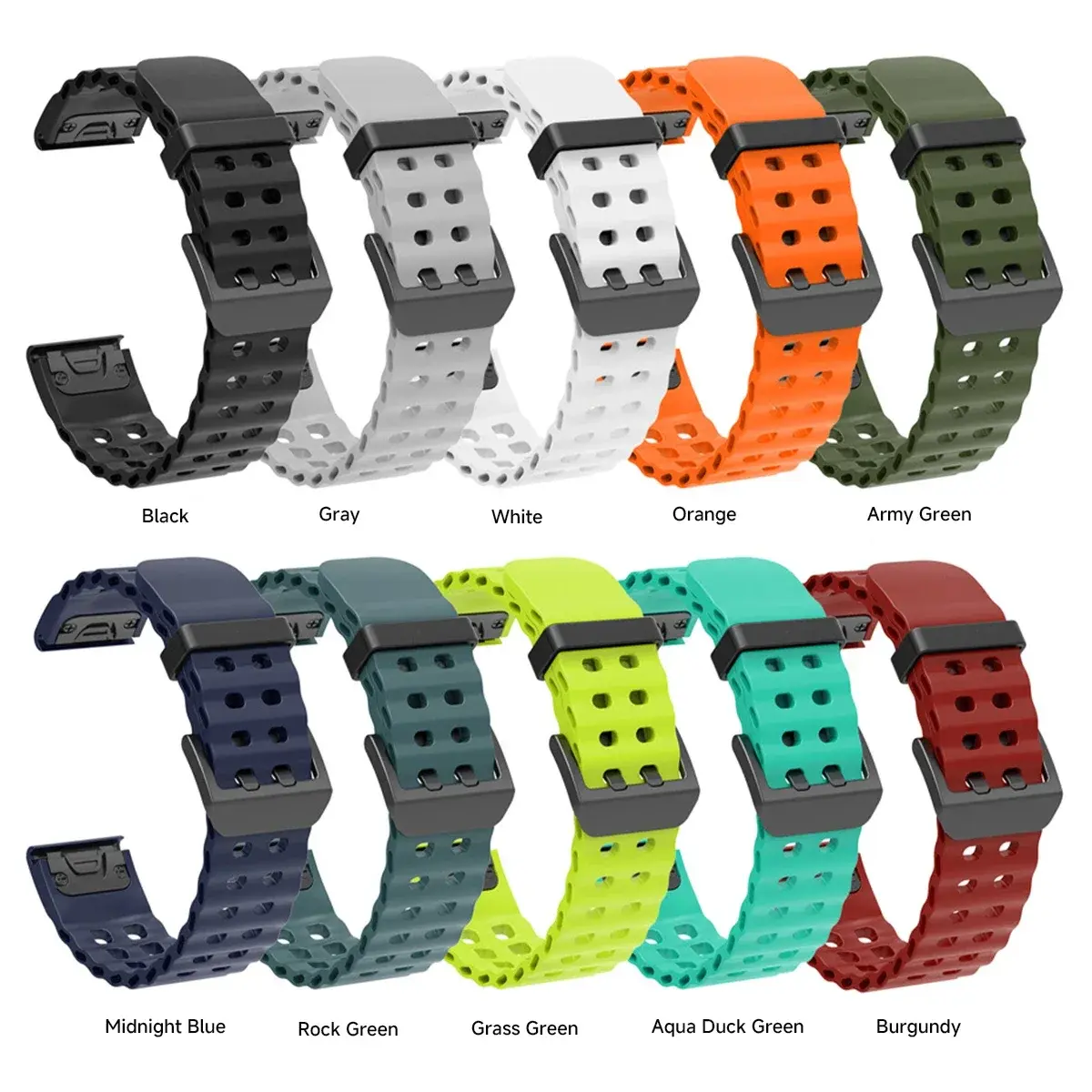 26mm 22mm Silicone Strap For Garmin QuickFit Band Fenix 8 47mm 51 7X 7 7S 6X 6 Pro 5 5X Epix 2 Forerunner 965 955 945 Instinct 2