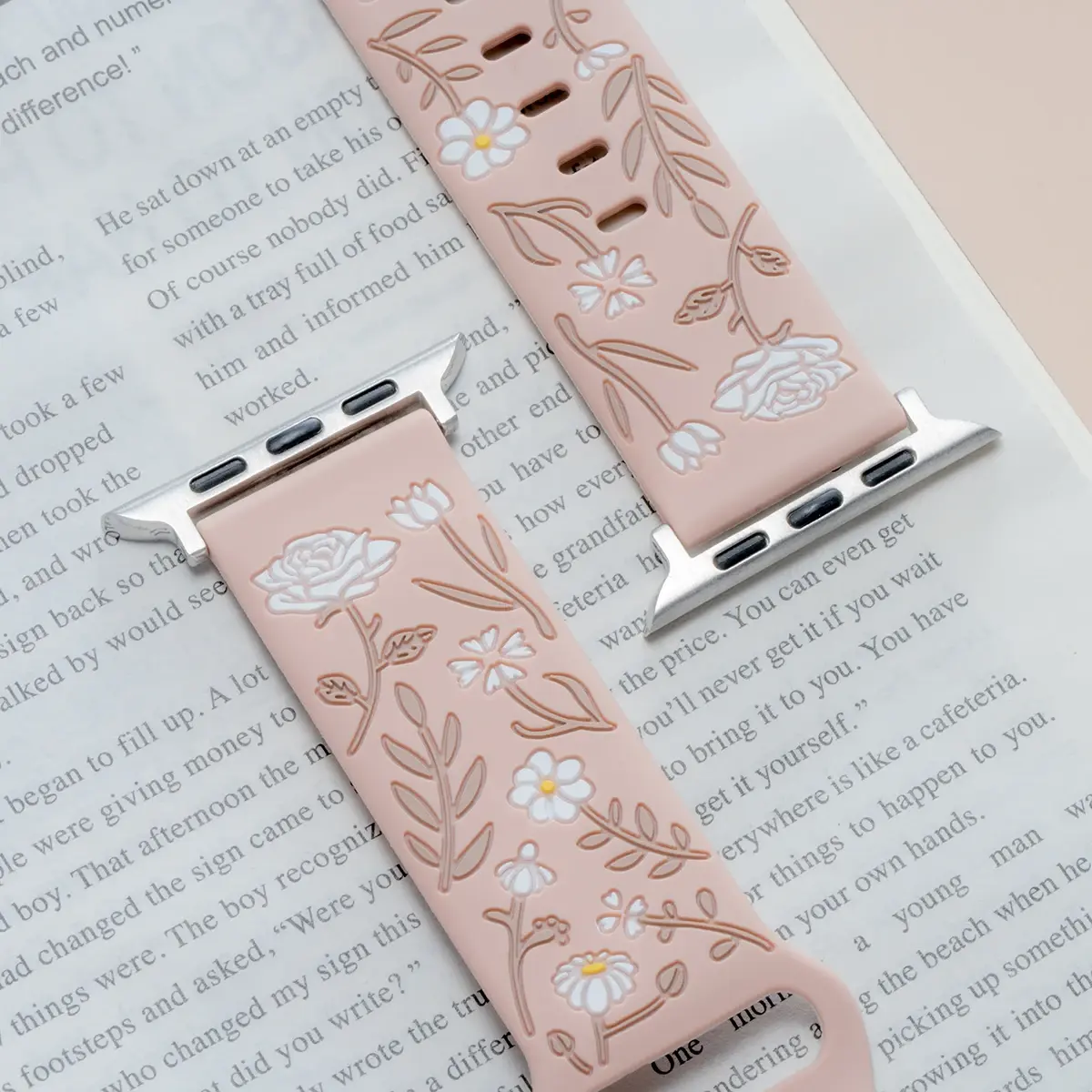 Floral Engraved Straps for Apple Watch Band 49mm 46mm 45mm 44mm 42mm 41mm 40mm Bracelet Iwatch Series 10 9 8 7 SE Ultra Correa