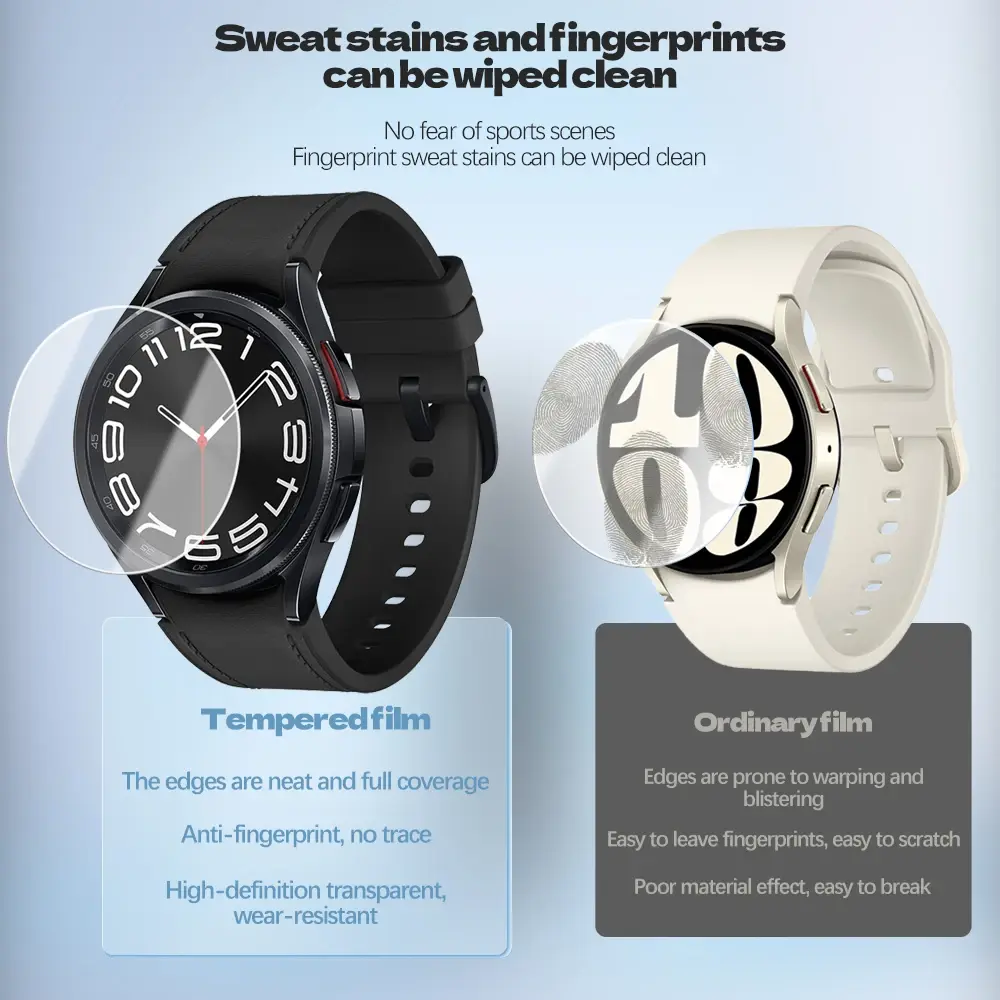 Tempered Glass for Samsung Galaxy Watch 6 40mm 44mm HD Screen Protector Film Anti-Scratch for Galaxy Watch 6 Classic 43mm 47mm