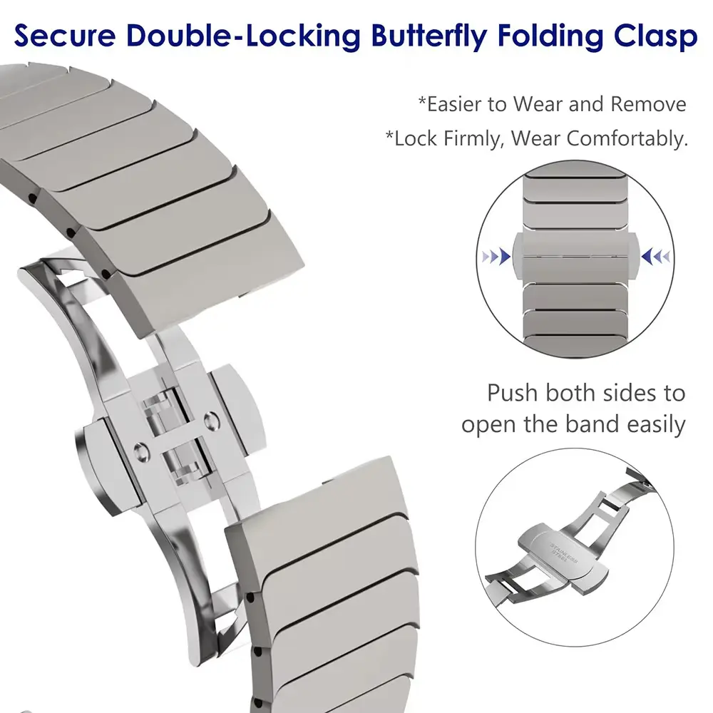 Metal Band For Apple Watch 46mm Strap Stainless Steel Watchband For Iwatch Series 10 9 Ultra 49mm 42/44/45/40mm Business Correa